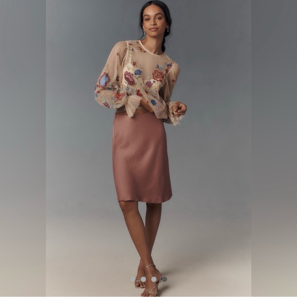 Anthropologie Sheer Floral Embroidered Blouse - Picture 4 of 6